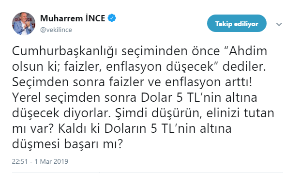 Muharrem İnce'den 'dolar' açıklaması: Seçimden önce... - Resim : 1