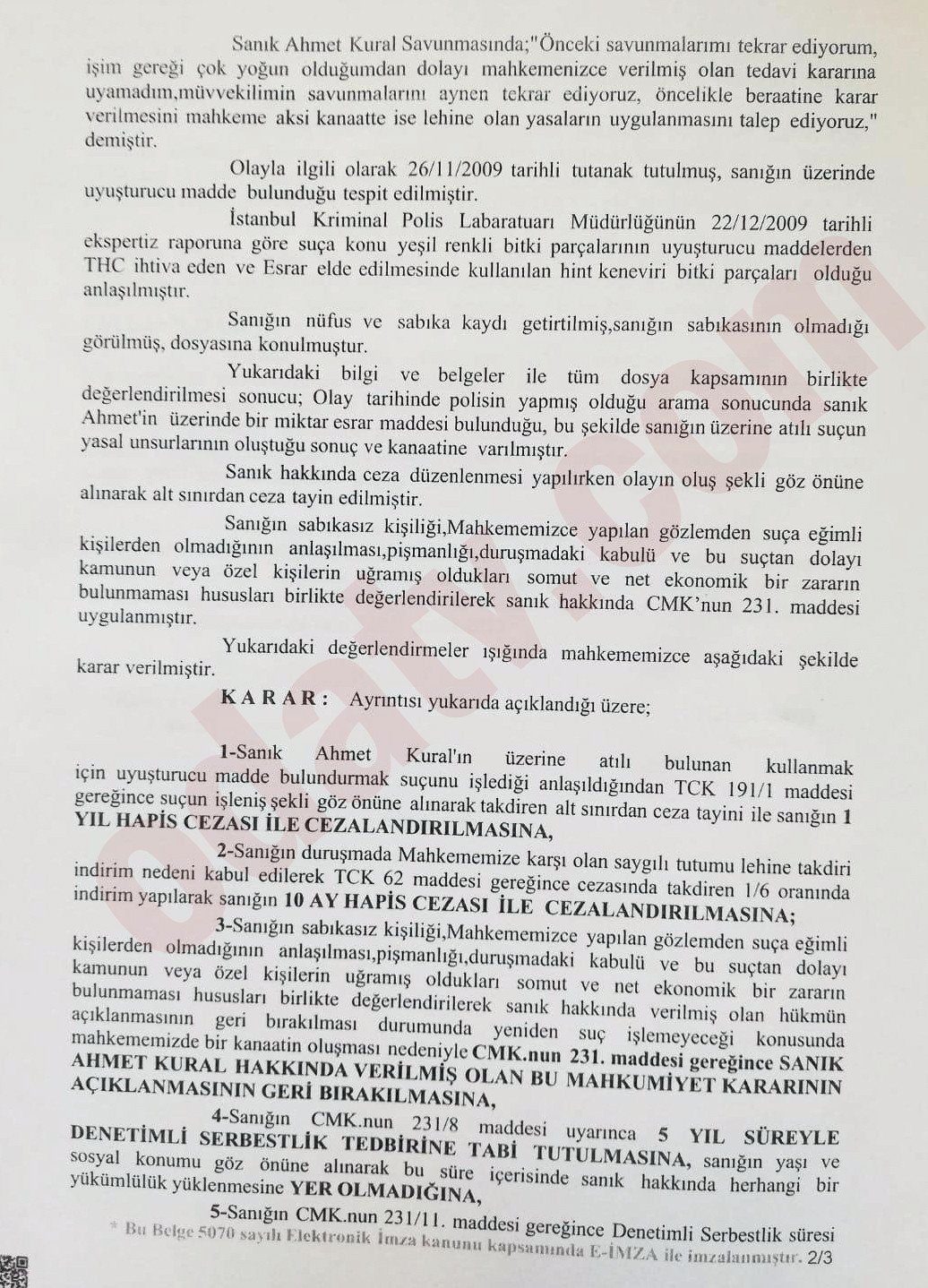 Ahmet Kural'ın uyuşturucudan aldığı mahkeme kararı ortaya çıktı - Resim : 2