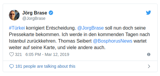 Alman gazeteci Brase'nin Türkiye'deki basın kartı uzatıldı - Resim : 1