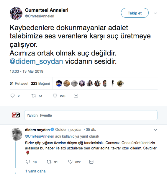 Cumartesi Anneleri'nden Didem Soydan'a destek geldi - Resim : 1