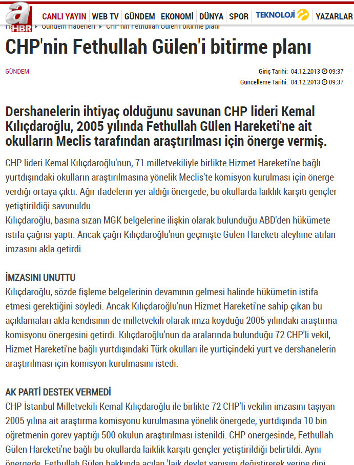 a Haber'in CHP'ye karşı FETÖ'yü savunduğu haber gündem oldu - Resim : 1