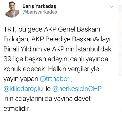 'TRT, CHP'nin adaylarını da yayına davet etmelidir' - Resim : 2