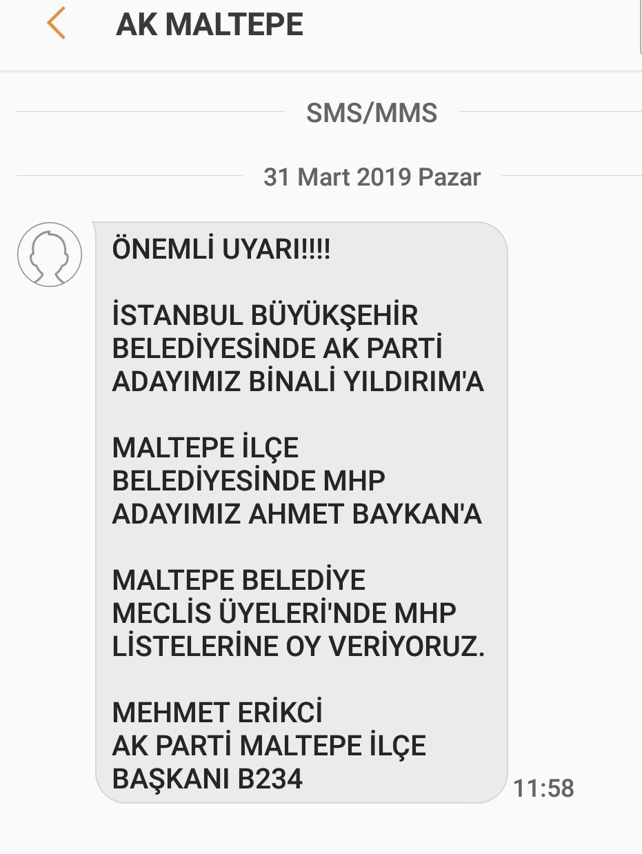 Seçim gününde AKP İlçe Başkanı mesajla oy istedi! - Resim : 1