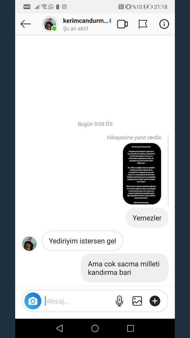 Kerimcan Durmaz'dan video sonrası takipçisine çirkin yanıt - Resim : 2
