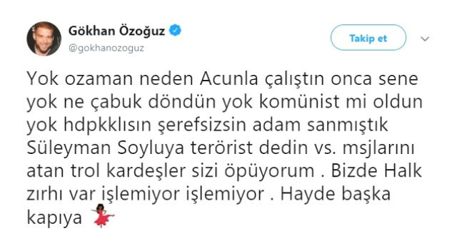 Gökhan Özoğuz, 'niye Acun'la çalıştın' diyenlere tepki gösterdi - Resim : 2