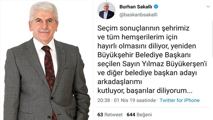 AKP’li Burhan Sakallı'dan Yılmaz Büyükerşen'e tebrik - Resim : 1