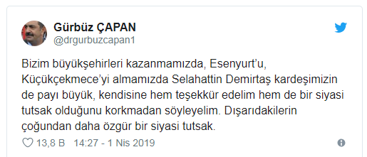 Çapan: 'Kazanmamızda Demirtaş kardeşimizin de payı büyük' - Resim : 1