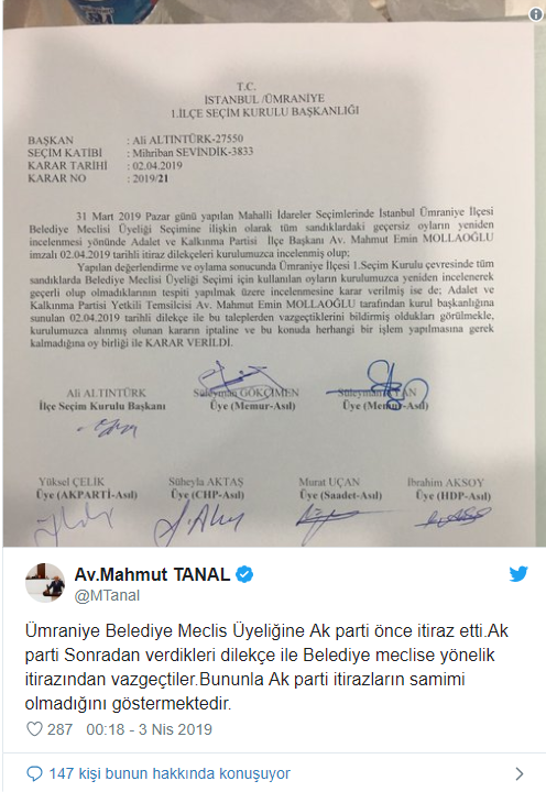 AKP Ümraniye'de yaptığı itirazı geri çekti - Resim : 1