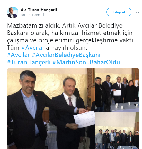 Avcılar Belediye Başkanı CHP'li Turan Hançerli mazbatasını aldı - Resim : 1