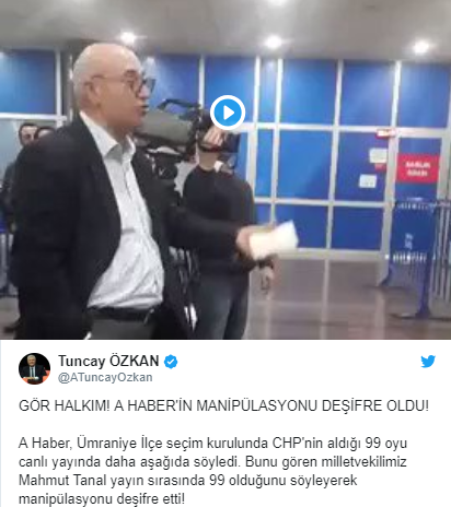 A Haber'in seçim yalanını Mahmut Tanal canlı yayında böyle düzeltti - Resim : 1