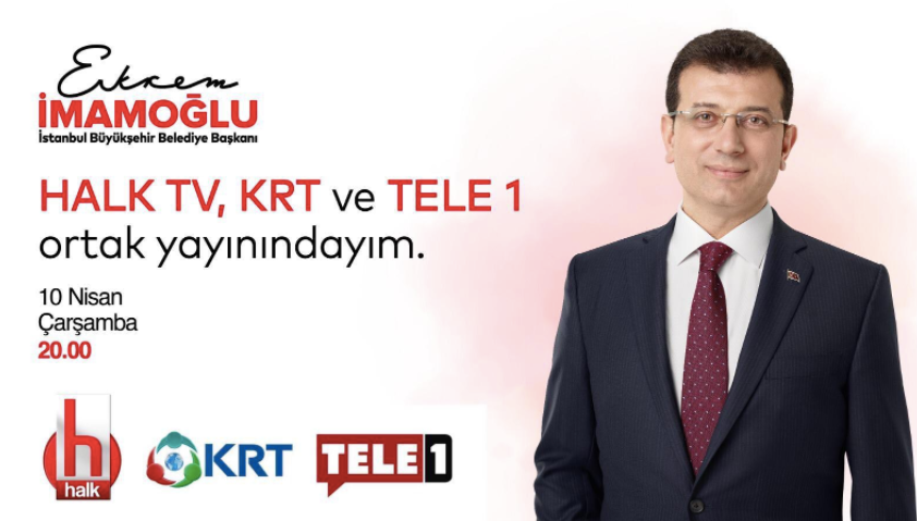 Ekrem İmamoğlu Halk TV, Tele 1 ve KRT ortak yayınına konuk olacak - Resim : 1