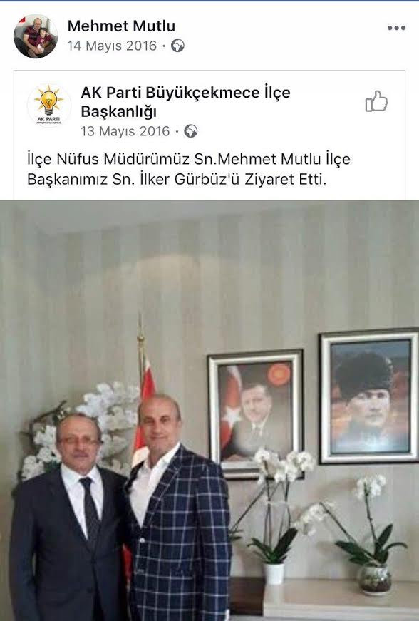 Büyükçekmece Nüfus Müdürü Mehmet Mutlu AKP'li çıktı - Resim : 1