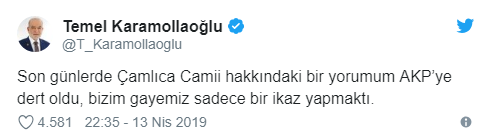 Karamollaoğlu'ndan Erdoğan'a Çamlıca Camii yanıtı - Resim : 1