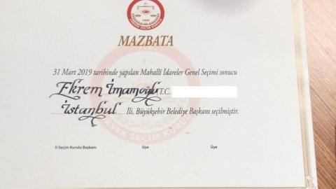 Ekrem İmamoğlu mazbatasını aldı