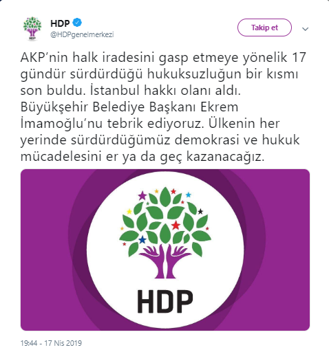 HDP'den Ekrem İmamoğlu'na tebrik - Resim : 1