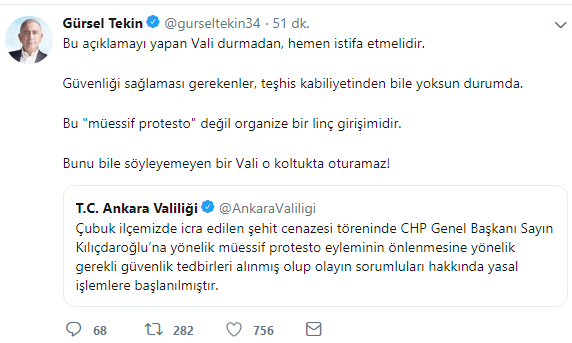 Gürsel Tekin'den Ankara Valiliği'ne tepki: 'Bu protesto değildir!' - Resim : 1
