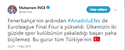 Muharrem İnce'den Anadolu Efes ve Fenerbahçe mesajı - Resim : 1