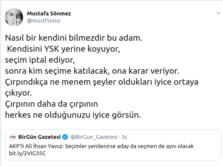 Mustafa Sönmez'den AKP'li Yavuz'a: Nasıl kendini bilmezdir! - Resim : 1