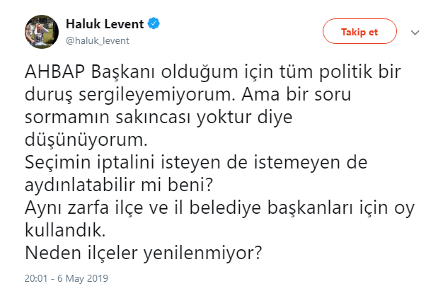 Haluk Levent'ten, YSK kararı sonrası takipçilerine soru - Resim : 1