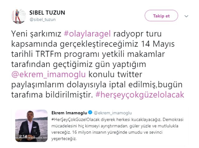 İmamoğlu'na destek veren Sibel Tüzün'ün TRT'deki programı iptal edildi! - Resim : 1