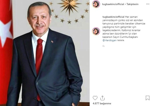 Tuğba Ekinci, Erdoğan'ın fotoğrafını paylaşarak özür diledi - Resim : 1