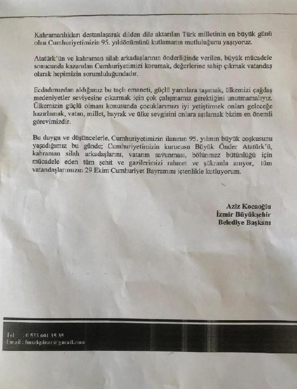 İzmir'de gizemli mektup! Aziz Kocaoğlu suç duyurusunda bulunacak - Resim : 1