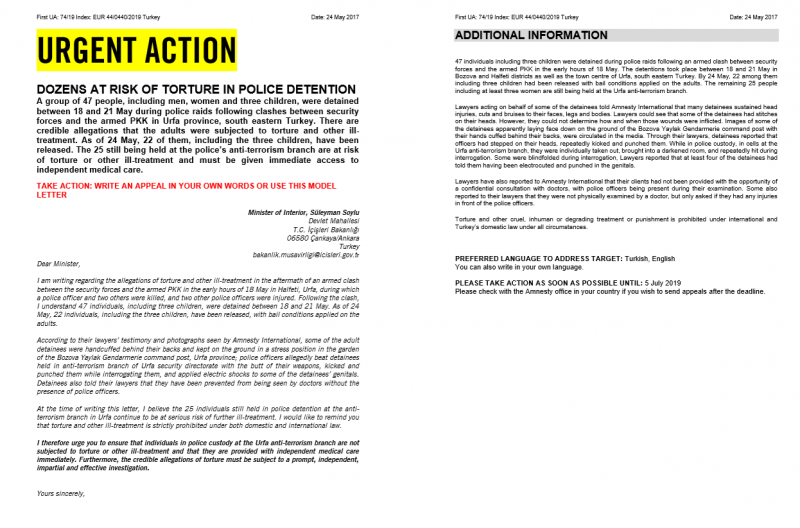 Uluslararası Af Örgütü’nden Şanlıurfa için acil eylem çağrısı - Resim : 1