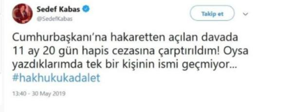 Sedef Kabaş'ın 'Erdoğan'a hakaret' davasında karar - Resim : 1