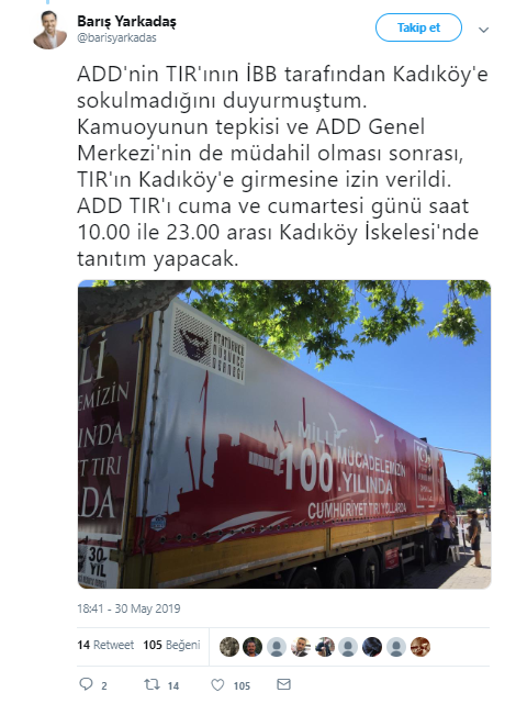 İBB geri adım attı! ADD'nin TIR'ı Kadıköy'de - Resim : 2