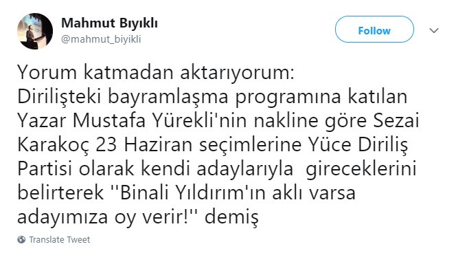 'İslamcı camianın abisi' Yıldırım'dan desteğini çekmiş! - Resim : 1