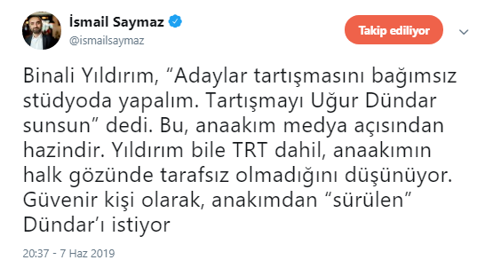 'Binali Yıldırım bile medyanın tarafsız olmadığını düşünüyor' - Resim : 1