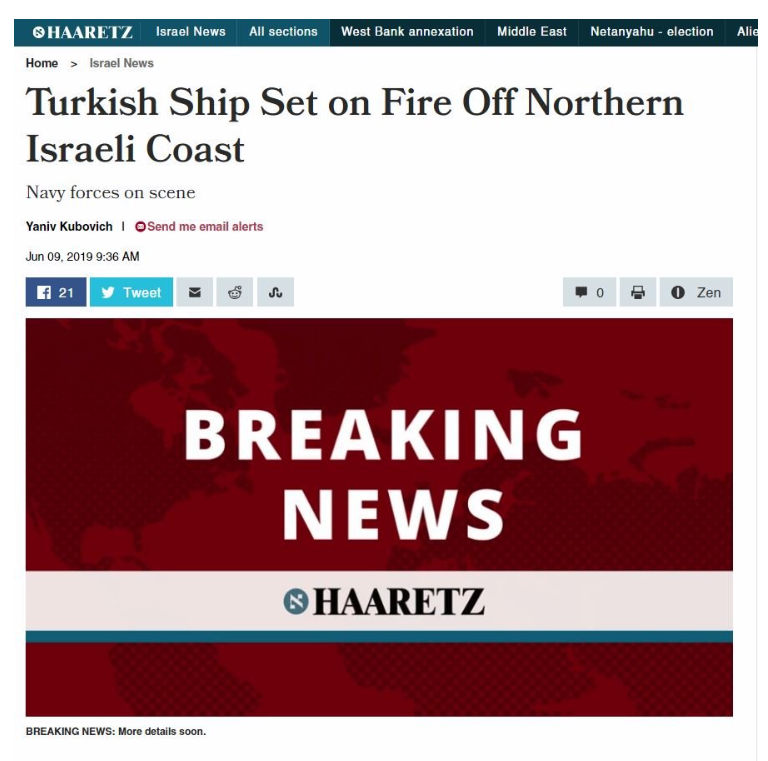 İsrail açıklarında Türk gemisi alev aldı! - Resim : 1