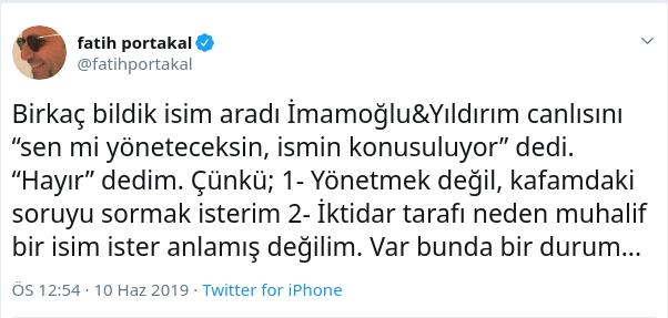 Fatih Portakal'dan İmamoğlu - Yıldırım yayını açıklaması: Birkaç bildik isim aradı... - Resim : 1
