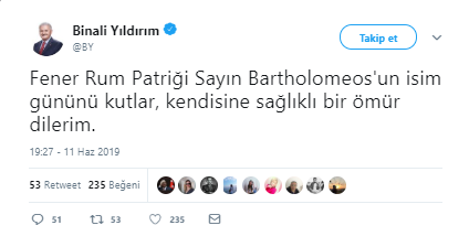 Binali Yıldırım'dan skandal 'ekümenik' tweeti - Resim : 2