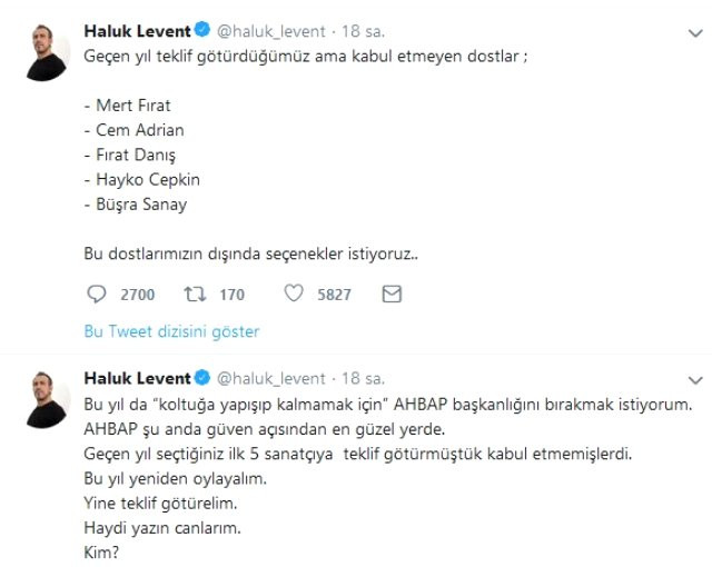 Haluk Levent, AHBAP başkanlığını kabul etmeyen isimleri açıkladı! - Resim : 1