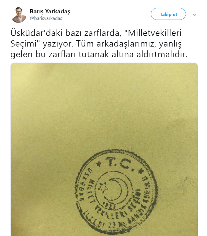 Üsküdar'daki bazı zarflarda 'Milletvekilleri Seçimi' yazdığı ortaya çıktı - Resim : 2