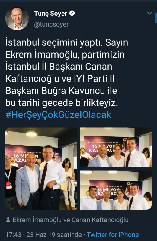 Tunç Soyer'den Ekrem İmamoğlu'na destek - Resim : 1