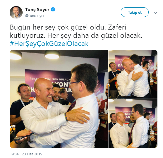 Sonuçların ardından Tunç Soyer ve Ekrem İmamoğlu'nun ilk sevinci - Resim : 1