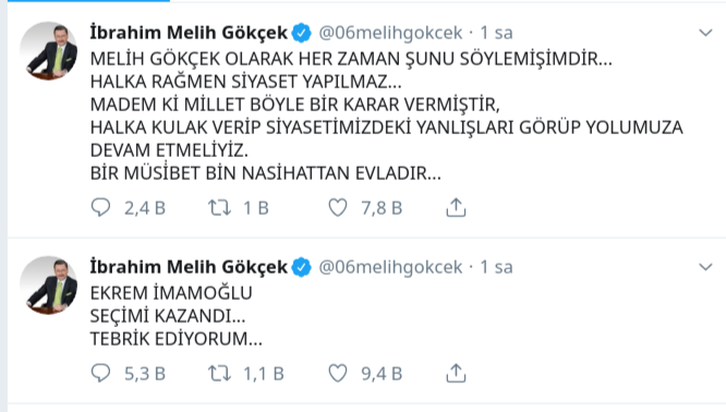 Melih Gökçek'ten Ekrem İmamoğlu mesajı: Madem ki! - Resim : 1