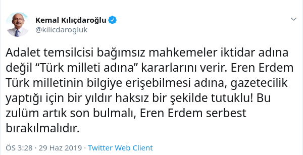 Kılıçdaroğlu: Zulüm son bulmalı, Eren Erdem serbest bırakılmalı - Resim : 1