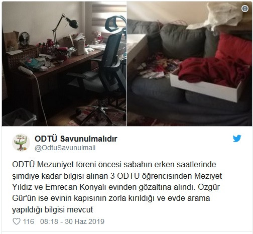 ODTÜ'de mezuniyet töreni öncesi öğrecilerin evine baskın - Resim : 1