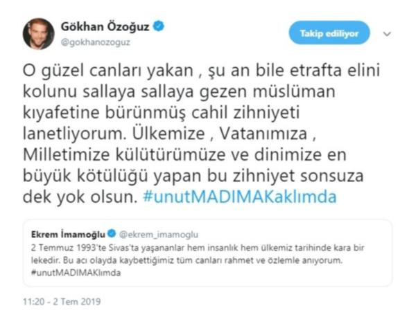 Gökhan Özoğuz'dan 'Madımak Katliamı' paylaşımı - Resim : 1