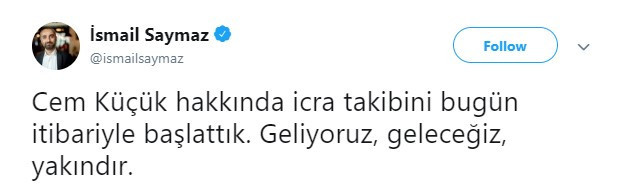 Cem Küçük tazminatı ödemedi: İsmail Saymaz dediğini yaptı - Resim : 1