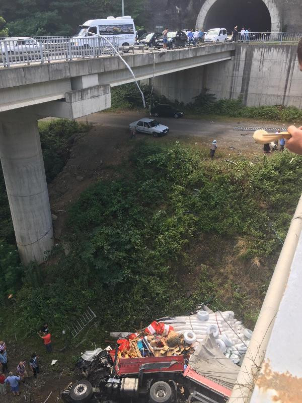 Feci kaza! Viyadükten uçan TIR'ın sürücüsü böyle kurtuldu - Resim : 1