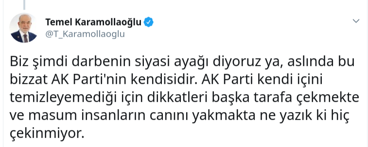 Karamollaoğlu: Darbenin siyasi ayağı AKP'nin kendisidir - Resim : 1