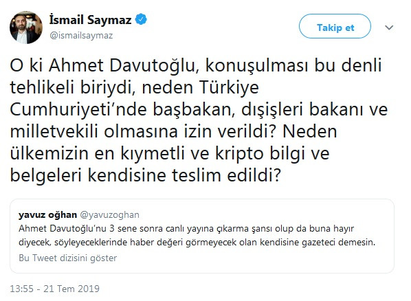 İsmail Saymaz'dan Ahmet Davutoğlu sorusu: Bu denli tehlikeli biriydi, neden izin verildi? - Resim : 3