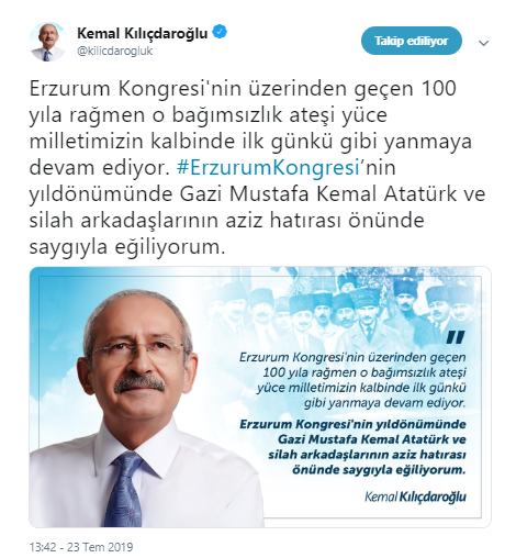Kılıçdaroğlu'ndan 'Erzurum Kongresi' mesajı - Resim : 1