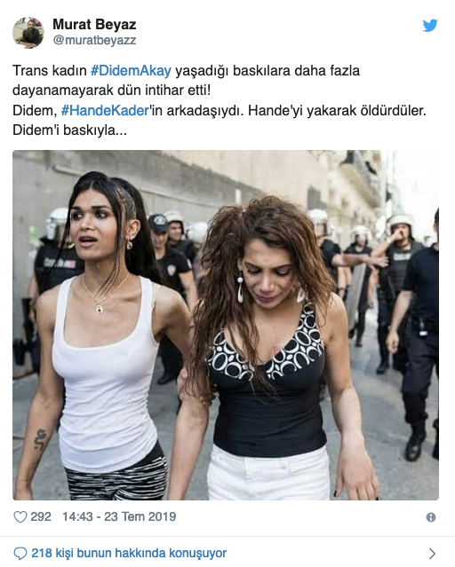 Trans kadın Didem Akay intihar etti - Resim : 1