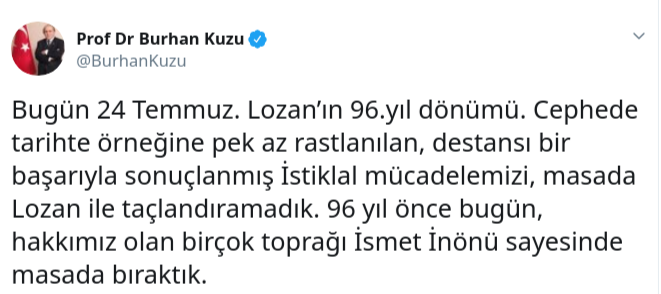 AKP'li Kuzu Lozan'ın yıl dönümünde İnönü'yü hedef aldı - Resim : 1