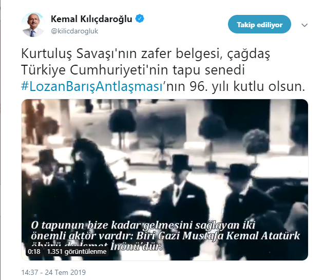 Kemal Kılıçdaroğlu'ndan 'Lozan' paylaşımı - Resim : 1